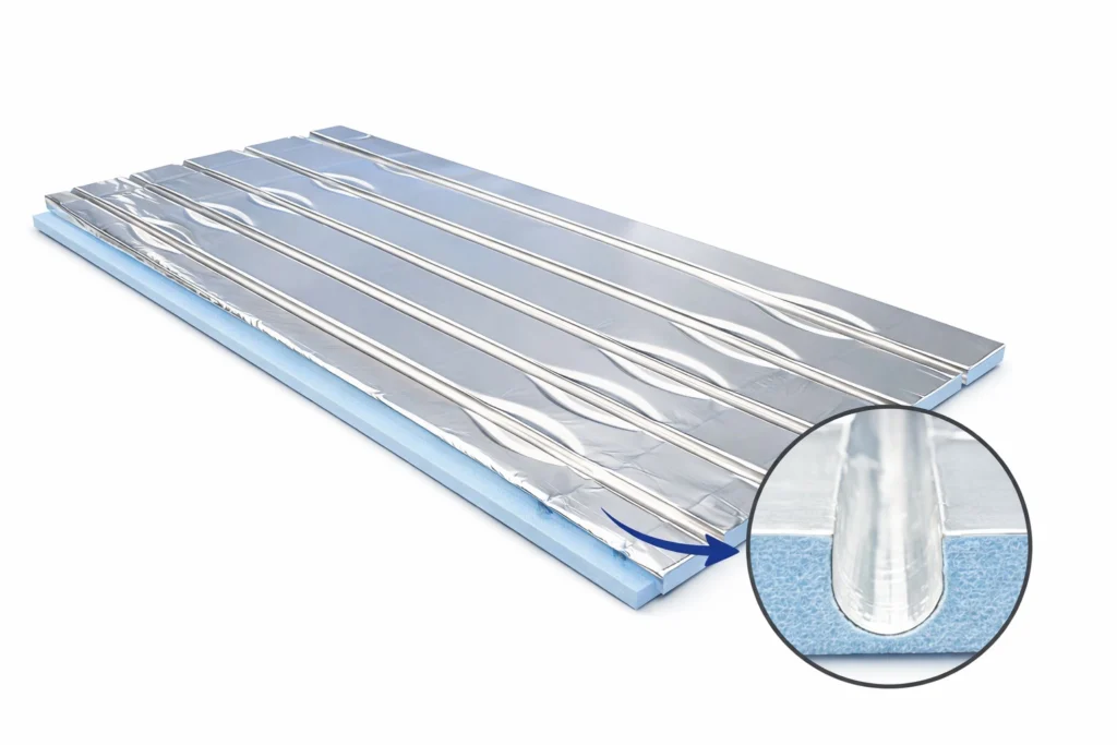 Płyta systemowa XPS 300 30mm ALU 1250x600 BEFIRO, rozstaw rowków 10cm